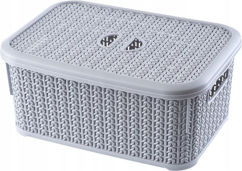 Kadax - Aufbewahrungskorb mit Deckel, 6L, Aufbewahrungskiste aus Kunststoff, grau