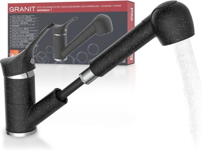 EISL Wasserhahn Niederdruck Küche Einhebelmischer Küchenarmatur Spültischarmatur Mischbatterie Spülbecken Herausziehbare...