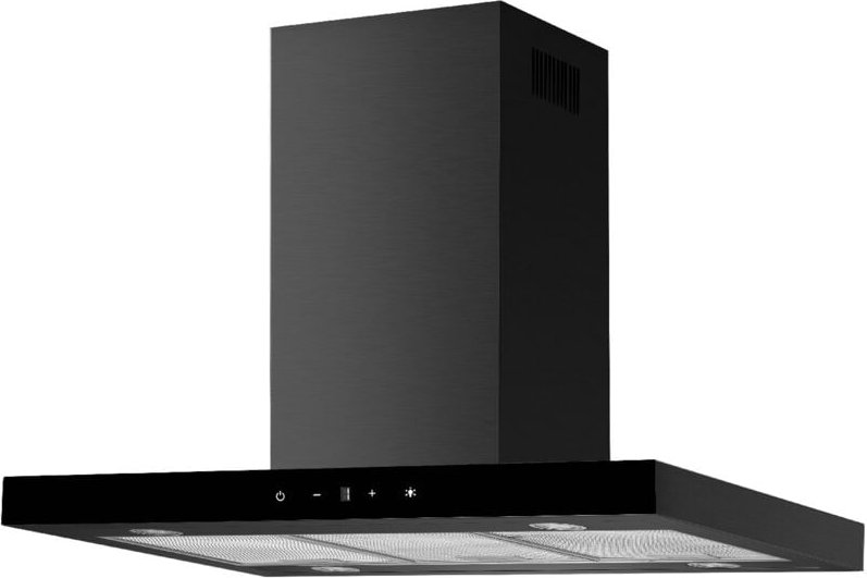 Dunstabzugshaube Inselhaube 90 cm Kaminhaube Schwarz matt Touch Control Respekta