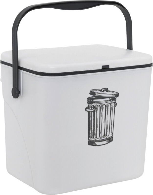 Spetebo - Kunststoff Mülleimer weiß zum Einhängen - 25 x 23 cm - Küchenschrank Abfalleimer mit Deckel - Hängemülleimer B...