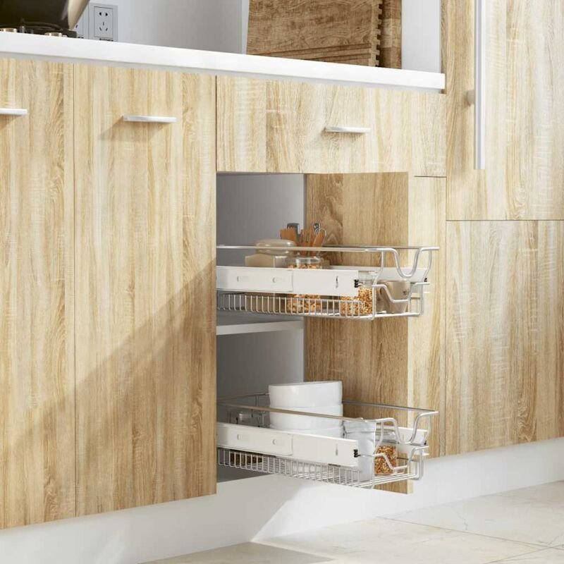 vidaXL Einbauschublade Korbauszug 2 Stk. Silbern 300 mm