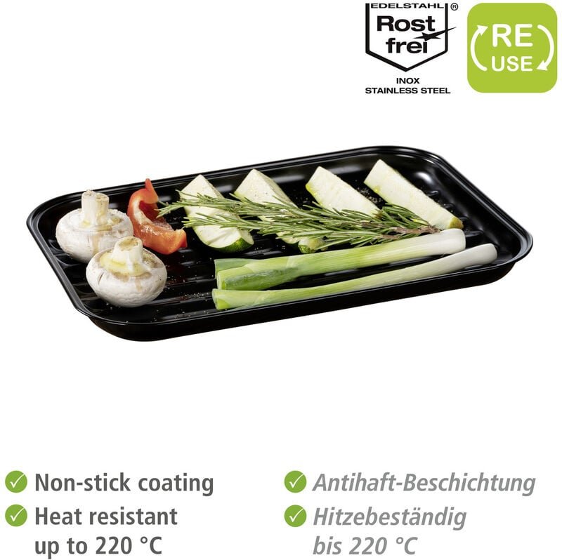 WENKO 2er Set Grillschalen Luca aus rostfreien Edelstahl 34,5 x 24,5 x 2,5 cm