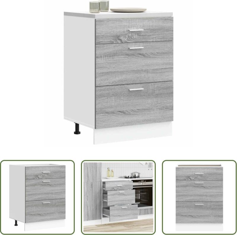 Holzwerkstoff - Küchenunterschrank Lyon Grau Sonoma Holzwerkstoff