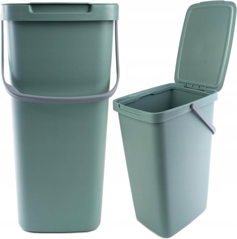 Mülleimer mit Deckel und Tragegriff, Abfalleimer aus Kunststoff, zur Mülltrennung, rechteckig, - Kadax