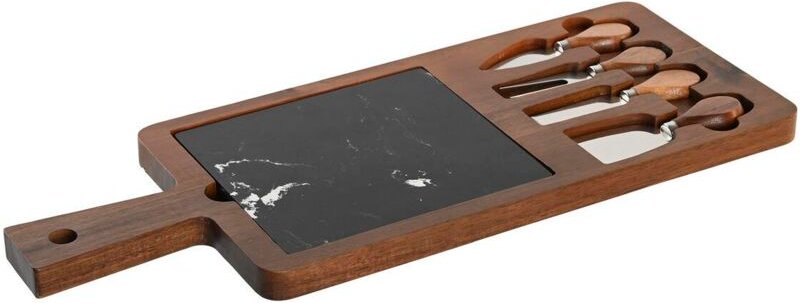 Käsebrett DKD Home Decor Schwarz Braun Marmor Akazienholz (49 x 19 x 2 cm)