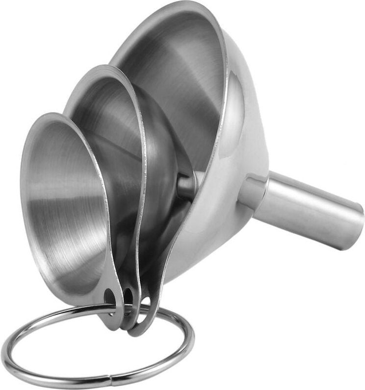 3-teiliges multifunktionales Edelstahl-Trichter-Set für ätherische Öle, Wasser, Gewürze, Weinflaschen, Filtertrichter