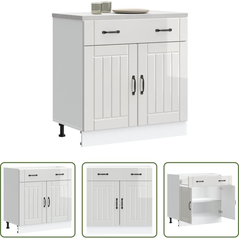 Küchenmöbel - Küchen-Unterschrank Lucca Hochglanz-Weiß Holzwerkstoff