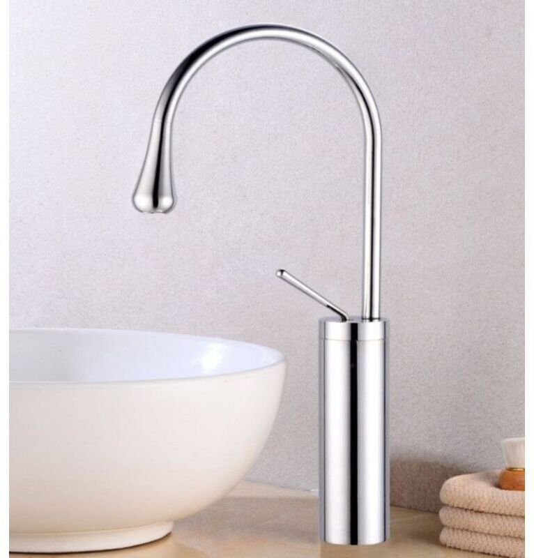 Moderne, hohe Einhebel-Waschtischarmatur, kreatives Design für Bad und Küche, mit G3/8-Schlauch, Chrom
