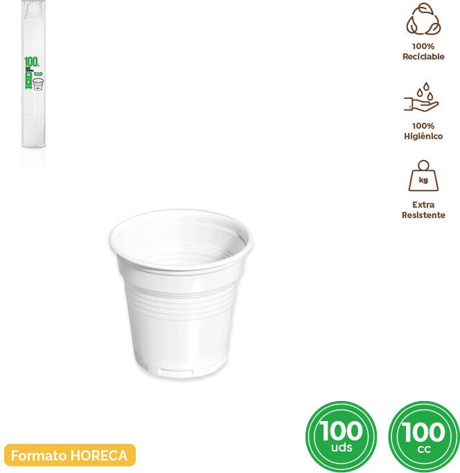 Glas weiß 100 cc 100 pcs.