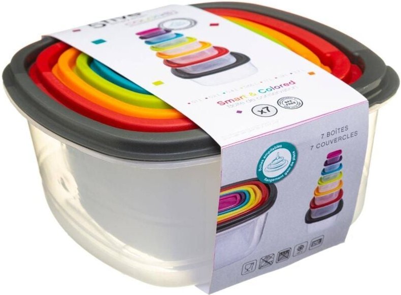 5five Simply Smart - 7 quadratische aufbewahrungsdosen colors kunststoff - 5five