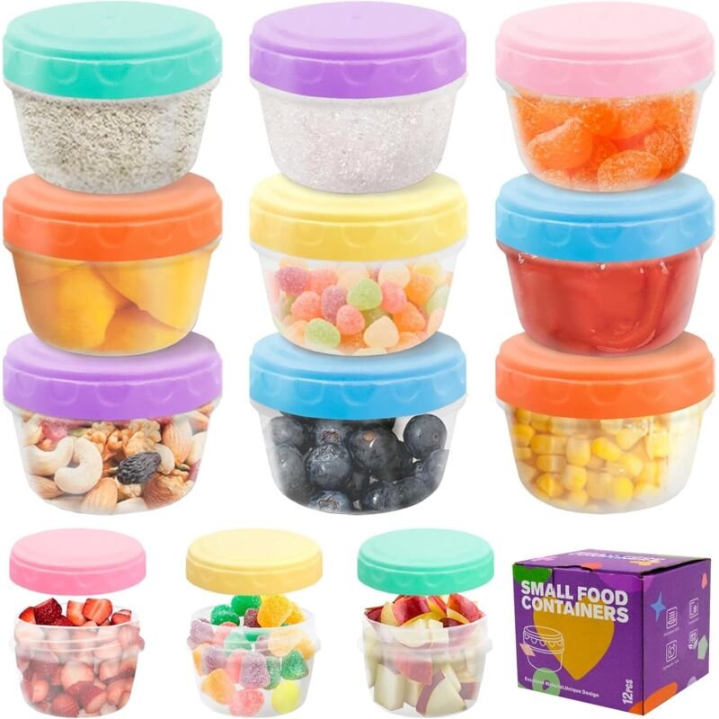 12 x 75 ml Salatdressingbehälter, auslaufsicher, inklusive Deckel, für unterwegs/als Lunchpaket