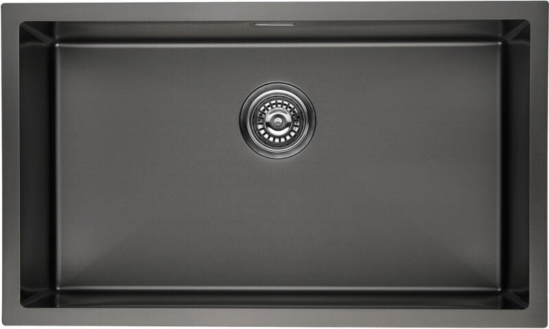 Lonheo Küchenspüle schwarz xl 74 × 44 cm eckige Spülbecken, Einbauspüle für ab 80er Unterschrank, Edelstahlspüle mit Übe...