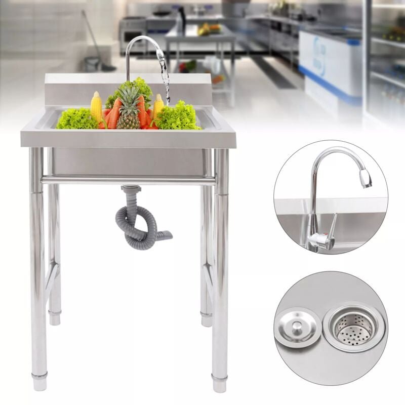 Spültisch Spülbecken Edelstahlspüle Gastrospüle Edelstahlspüle Spüle 1 Becken + Wasserhahn