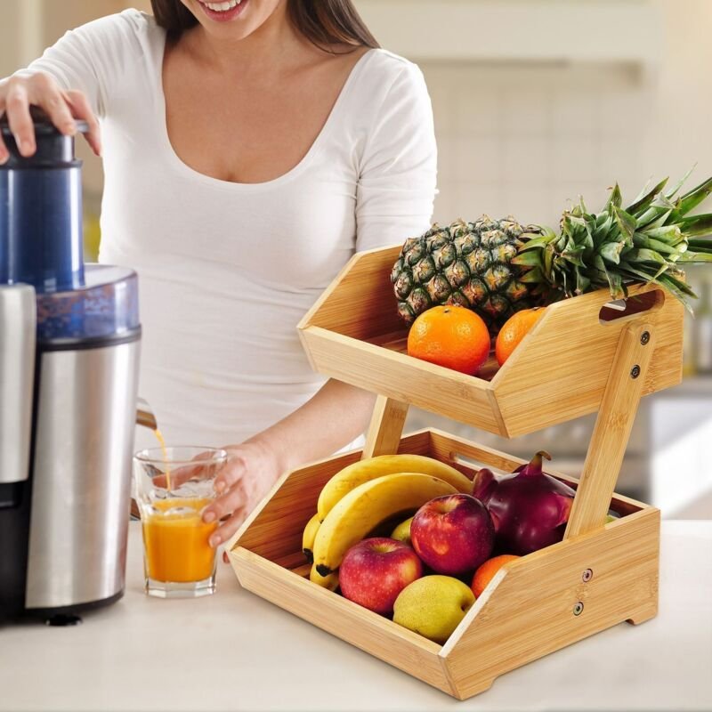 Obstständer aus Bambus - Etagenaufbewahrung für Küche und Speisekammer