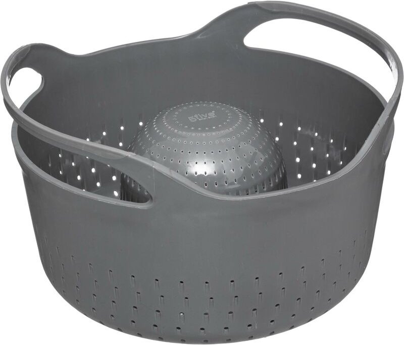 5five Simply Smart - Küchensieb 2in1, Kunststoff, grau
