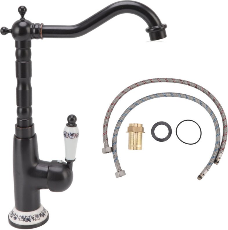 Antike Armatur, lange Messing-Badarmatur, Porzellan-Küchenarmatur, europäische Mischbatterie, Keramik-Küchenarmatur im R...