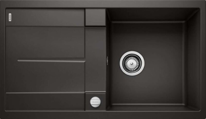 Thumbnail - Metra 5 - Silgranitspüle, 86x50 cm, mit Ablaufsystembedienung, Schwarz 525918 - Blanco
