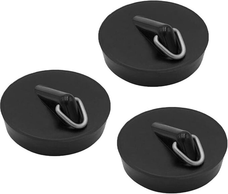 Shining House - 3er-Pack schwarzer Universal-Waschtischstopfen, Küchenspülenstopfen, Badewannenstopfen, Waschbecken-Abfl...