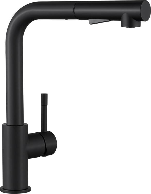 Wasserhahn Küche Schwarz, Küchenarmatur Ausziehbar, Hochdruck Armatur Küche, Mischbatterie Küche mit Brause Zwei Wassers...