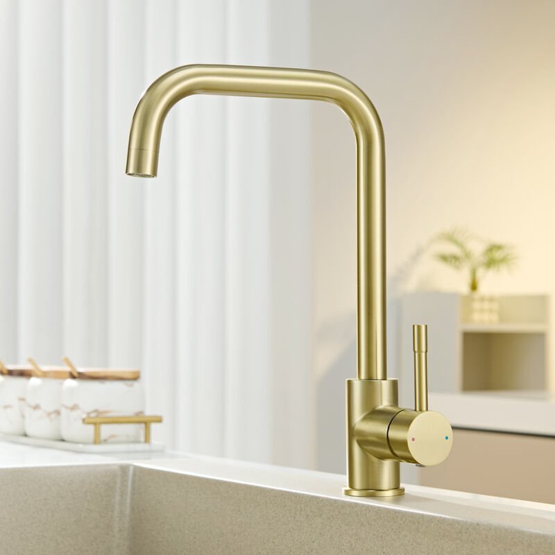 Küchenarmatur, Hochdruck 360° Drehbar Wasserhahn Küche, Edelstahl Mischbatterie Küche, Spülenarmatur mit Einhebel, Gebür...