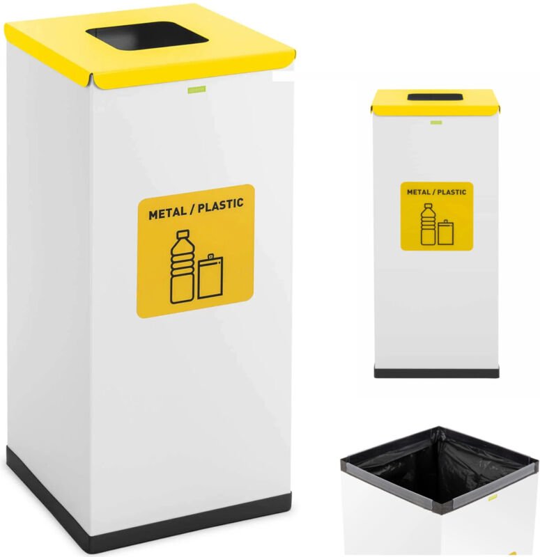 Ulsonix - Mülleimer Abfalleimer Küche Mülltrenner Deckel Bio Label 60 Liter Recycling