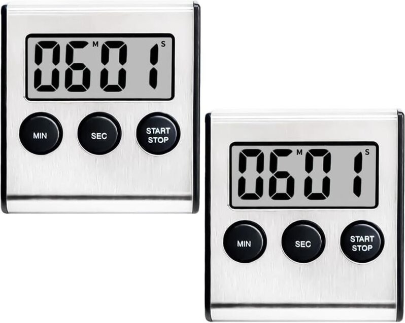 Set mit 2 Küchentimern, Digitaltimer mit lautem Alarm, magnetische Küchentimer-Stoppuhr, 100-Minuten-Countdown und Stopp...
