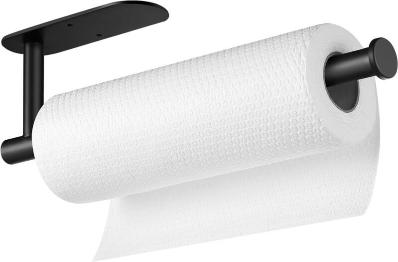 Papierhandtuchhalter - erhältlich als Klebe- oder Schraubversion - Papierhandtuchrollenhalter aus Edelstahl (schwarz)