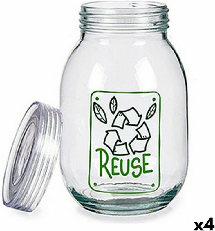Gefäß Vivalto Reuse Durchsichtig 1,8 L Glas (4 Stück)