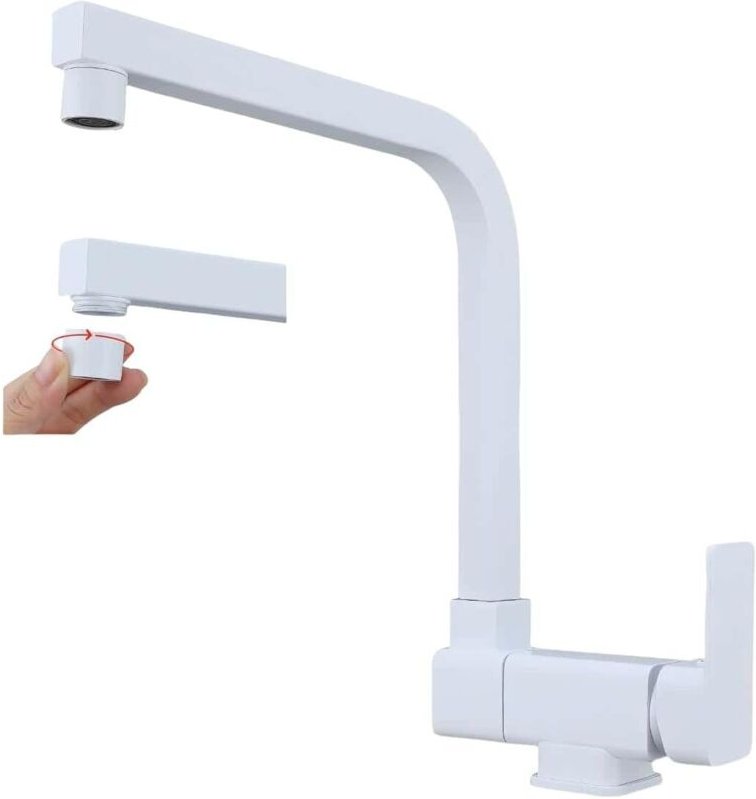 Weiße Klapp-Küchenarmatur, Klapp-Mischbatterie, Klapp-Küchenarmatur für unter dem Fenster aus Messing
