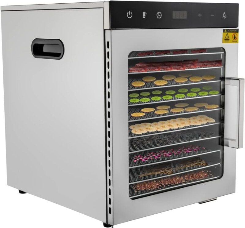 10 Etagen Edelstahl Dörrgerät Dörrautomat,Dörrautomaten freeze dryer gefriertrockner,Dörrgerät für Obst und Gemüse,800W ...