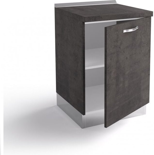 Abitare - Küchenunterbau 60x60x84 cm aus lavafarbenem Holz mit einer Tür - Massa