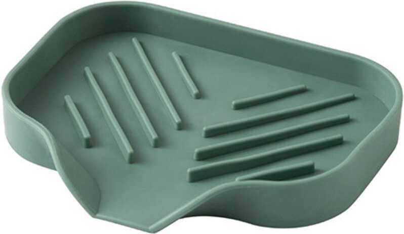 Schwammhalter aus Silikon, Graugrün, 12,5 x 10 x 1,7 cm, 1 Spülbecken-Organizer, Ablage, Seifenbürste, geeignet für Küch...