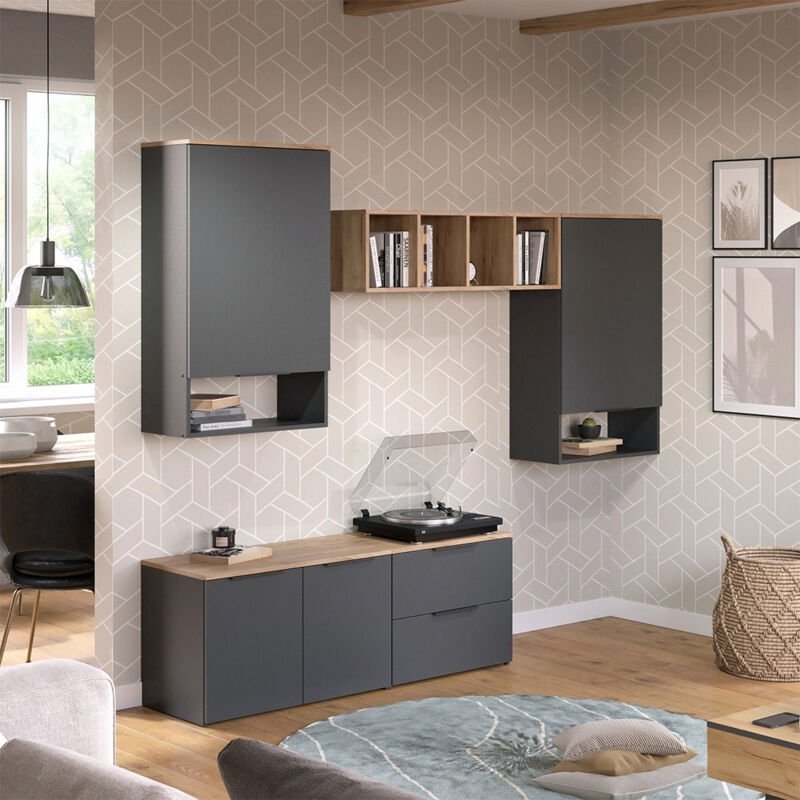 Vicco - Wohnwand Wido, Anthrazit, 5 Teile