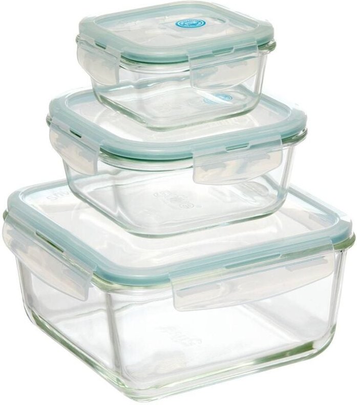 5five Simply Smart - 3 große quadratische aufbewahrungsdosen clipeat glas - 5five