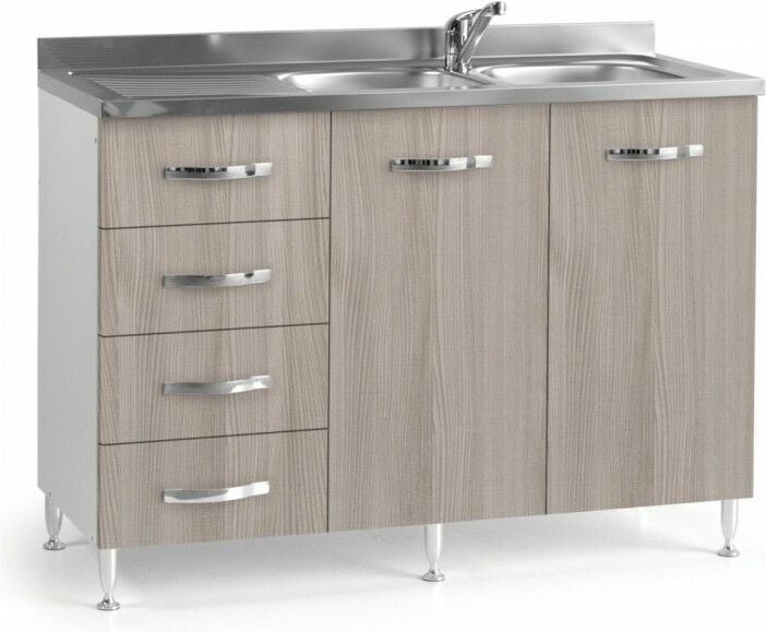 Argonauta - Ulme Küchenspüle 2 Türen mit Schubladen sx Cm 120x50xH 85