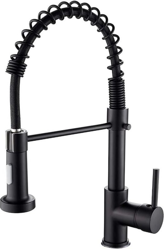 Jn.songs - Wasserhahn Küche mit Spiralfeder Schwarz Küchenarmatur mit Brause Ausziehbar 360° Schwenkbar Spültischarmatur