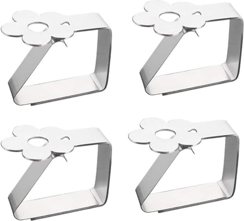 pezzi di clip per tovaglia in acciaio inossidabile con motivo floreale, supporto per tovaglia, spessore del tavolo non s...