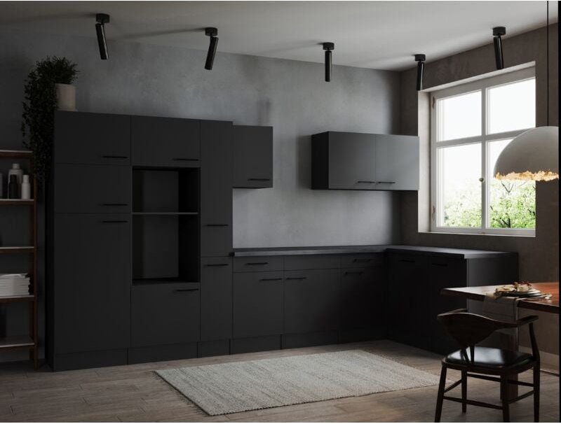 L Küche Leerblock Winkelküche Grau Matt 370 x 172 cm Respekta