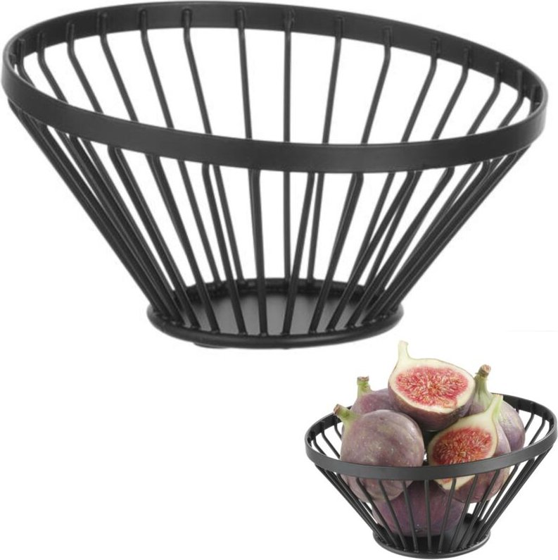 Draht-Obstkorb, schwarz, mit matter Beschichtung, Durchmesser 150 mm - Hendi 427095