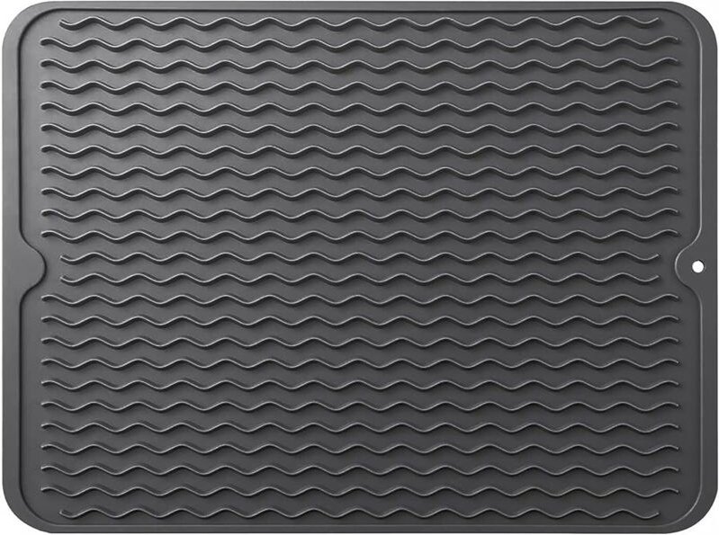 Abtropfmatte aus schnelltrocknendem Silikon, hitzebeständig und rutschfest, für Küchenarbeitsplatten geeignet, schwarz