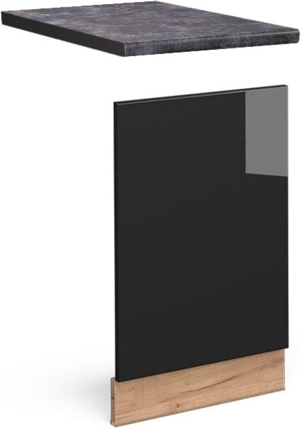 Vicco - Frontblende Fame-Line, Schwarz Eiche hochglanz, 45 cm , ap Anthrazit