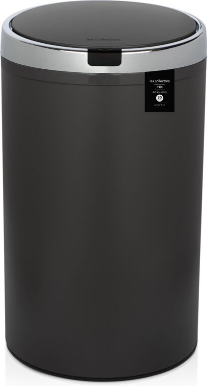 Die Sammler Nr.347 Automatischer Mülleimer, 42L Kapazität, Infrarotsensor, Leise, Rundform, Dunkelgrau Edition, Edelstah...