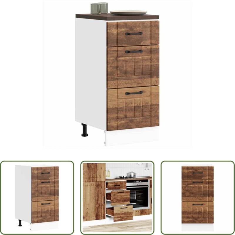 Küchenmöbel - Küchen-Unterschrank Lucca Altholz-Optik Holzwerkstoff