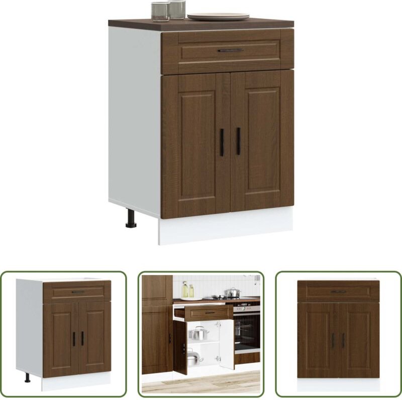 Holzwerkstoff - Küchenunterschrank Porto Braun Eichen-Optik Holzwerkstoff