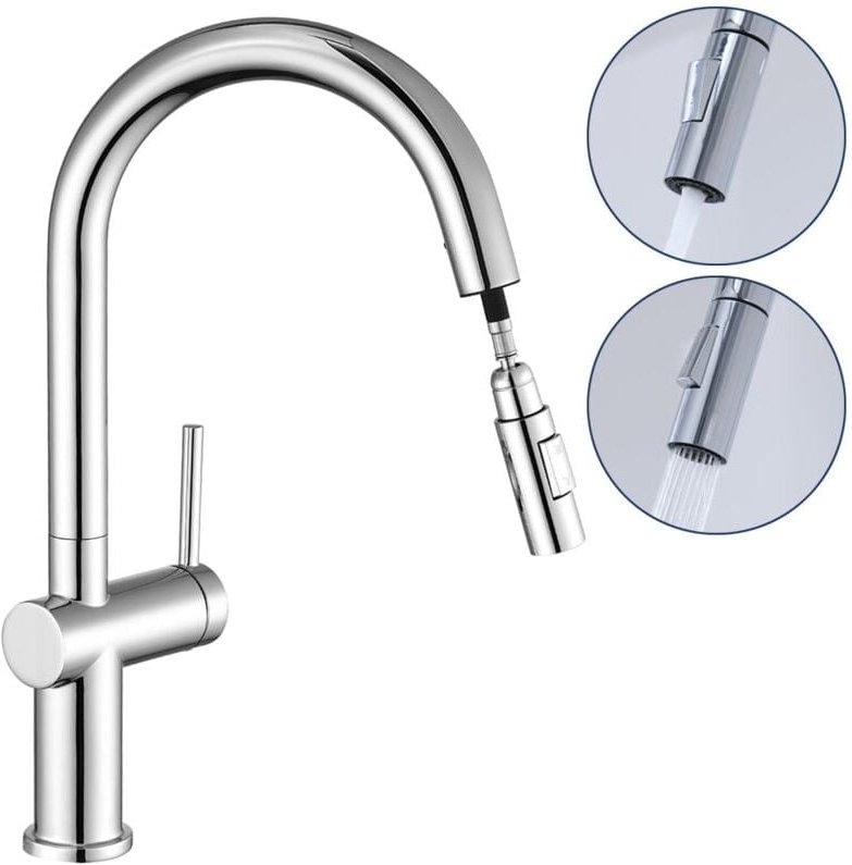 Thumbnail - Hochdruck Ausziehbar Küche Wasserhahn, 360° Drehbar Flexible Küchenarmatur mit Ausziehbare Brause, Spültischarmatur Einh...