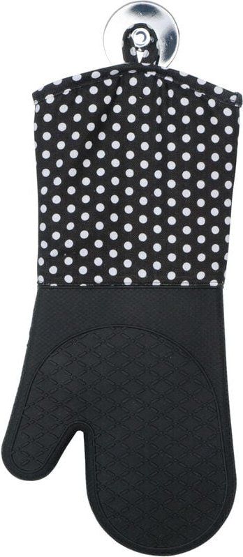 Topfhandschuhe Silikon Schwarz, 1 Paar, Schwarz, Baumwolle schwarz weiß, Silikon schwarz - schwarz - Wenko