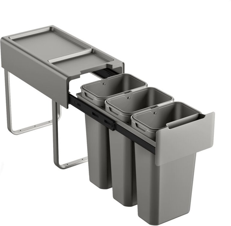 EM3x10 Einbaumülleimer 30L (3x10L) 3 Fächer mit Deckel Mülltrennsystem - Svita