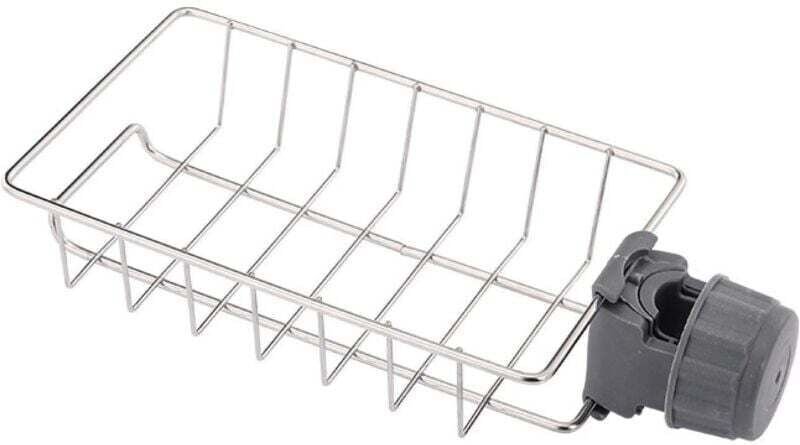 Vtizikl Égouttoir à vaisselle en acier inoxydable, support réglable pour éponge et chiffon, panier de cuisine