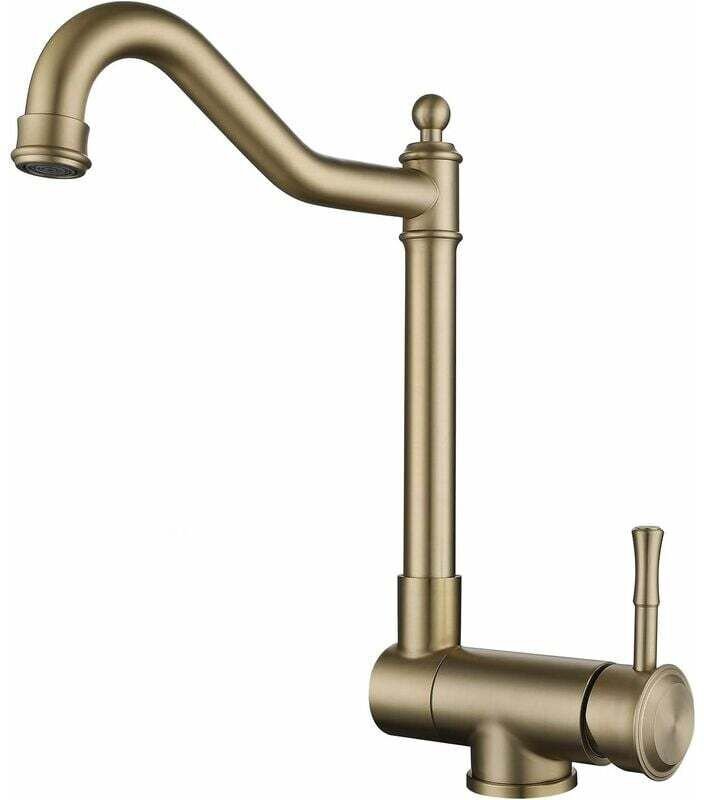 Ausziehbarer Küchenmischbatterie, Küchenarmatur, drehbarer Schwenkauslauf, faltbar für Spüle am Fenster (gebürstetes Gol...