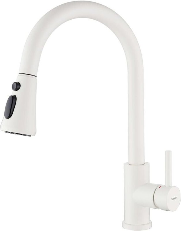 Weiße Küchenarmatur mit 3 Strahlarten, ausziehbarer Spültischarmatur, 360° schwenkbarer Einhebelmischer aus Edelstahl SU...